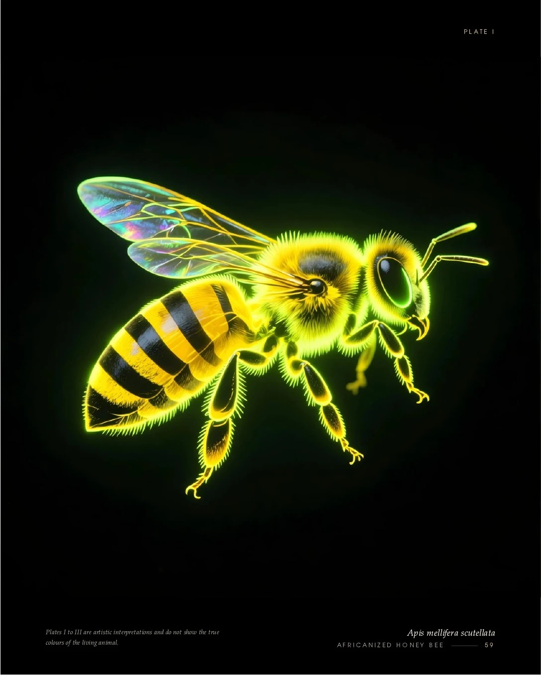Africanized Honey Bee rendered in glowing light, second view