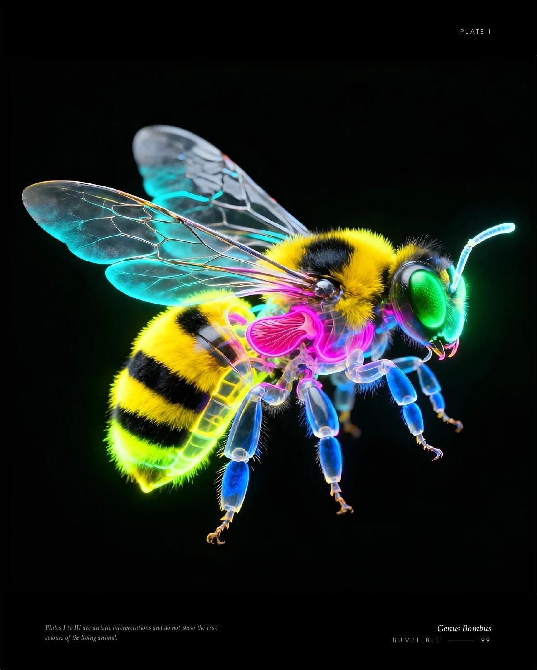Bumblebee rendered in glowing light, second view