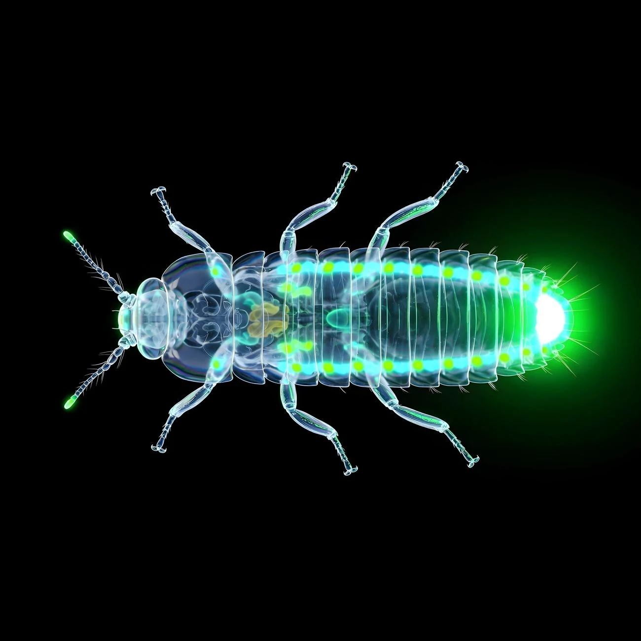 The Grounded Star: the Glow-worm, Lampyris noctiluca, drawn as living glass
