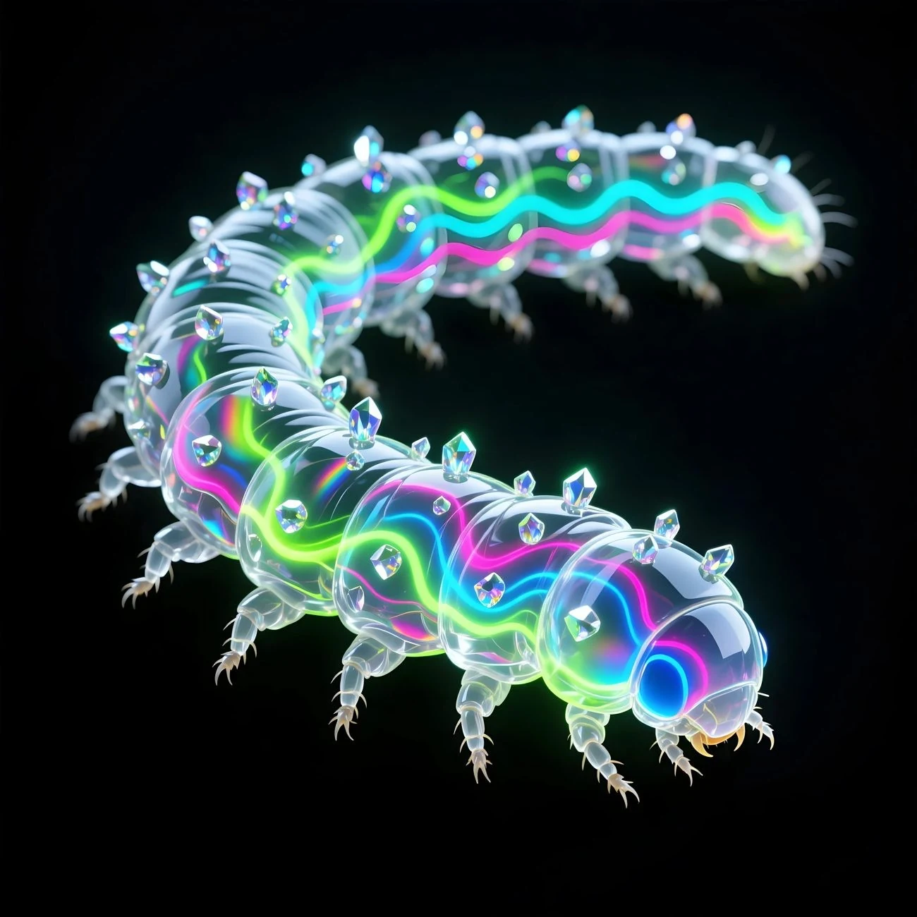 The Jewel: the Jewel Caterpillar, Acraga coa, drawn as living glass