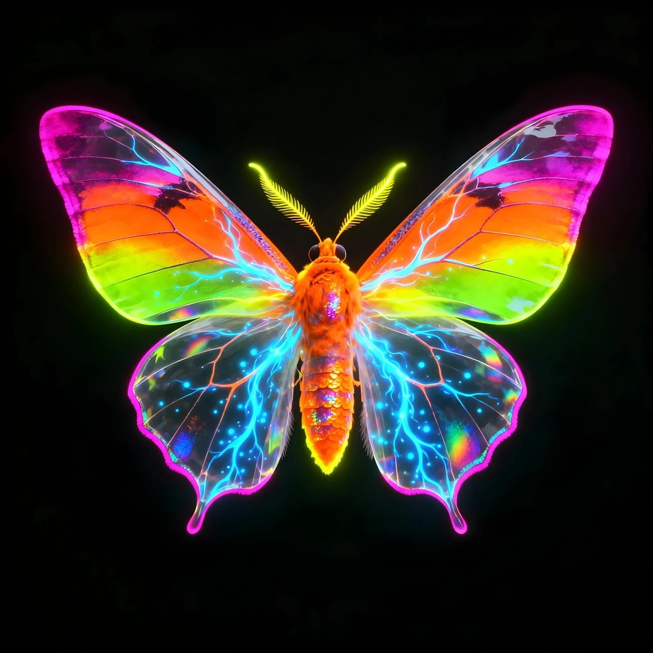 Sunset Wings: the Madagascan Sunset Moth, Chrysiridia rhipheus, drawn as living glass