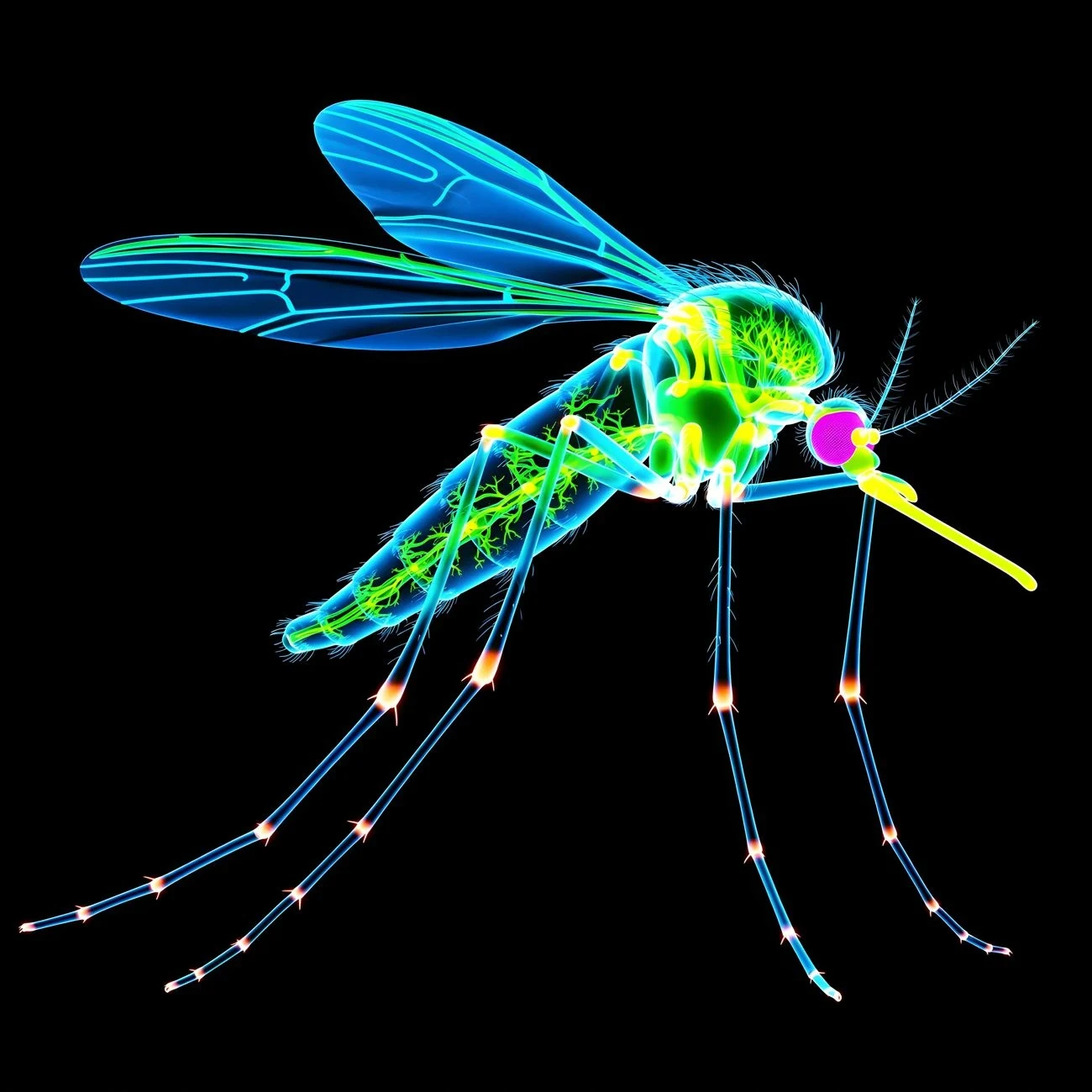 The Infrared Tracker: the Mosquito, Family Culicidae, drawn as living glass