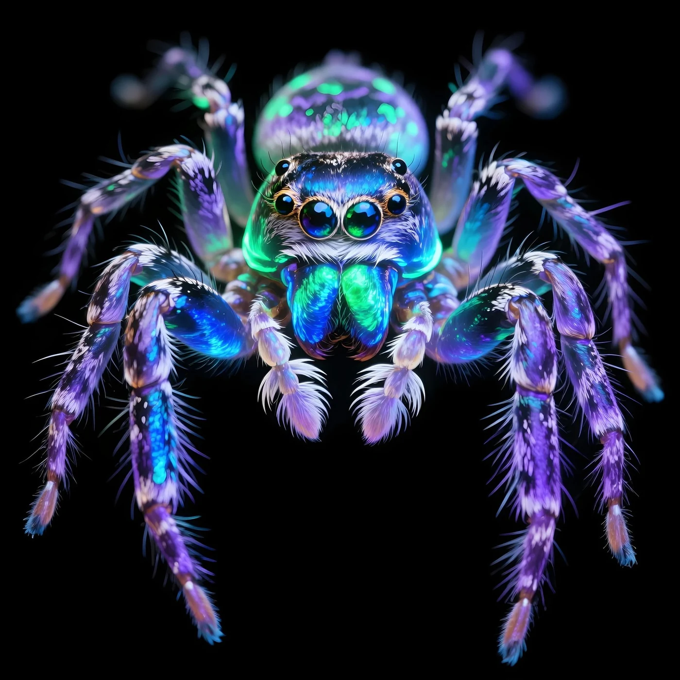 The Regal Gaze: the Regal Jumping Spider, Phidippus regius, drawn as living glass