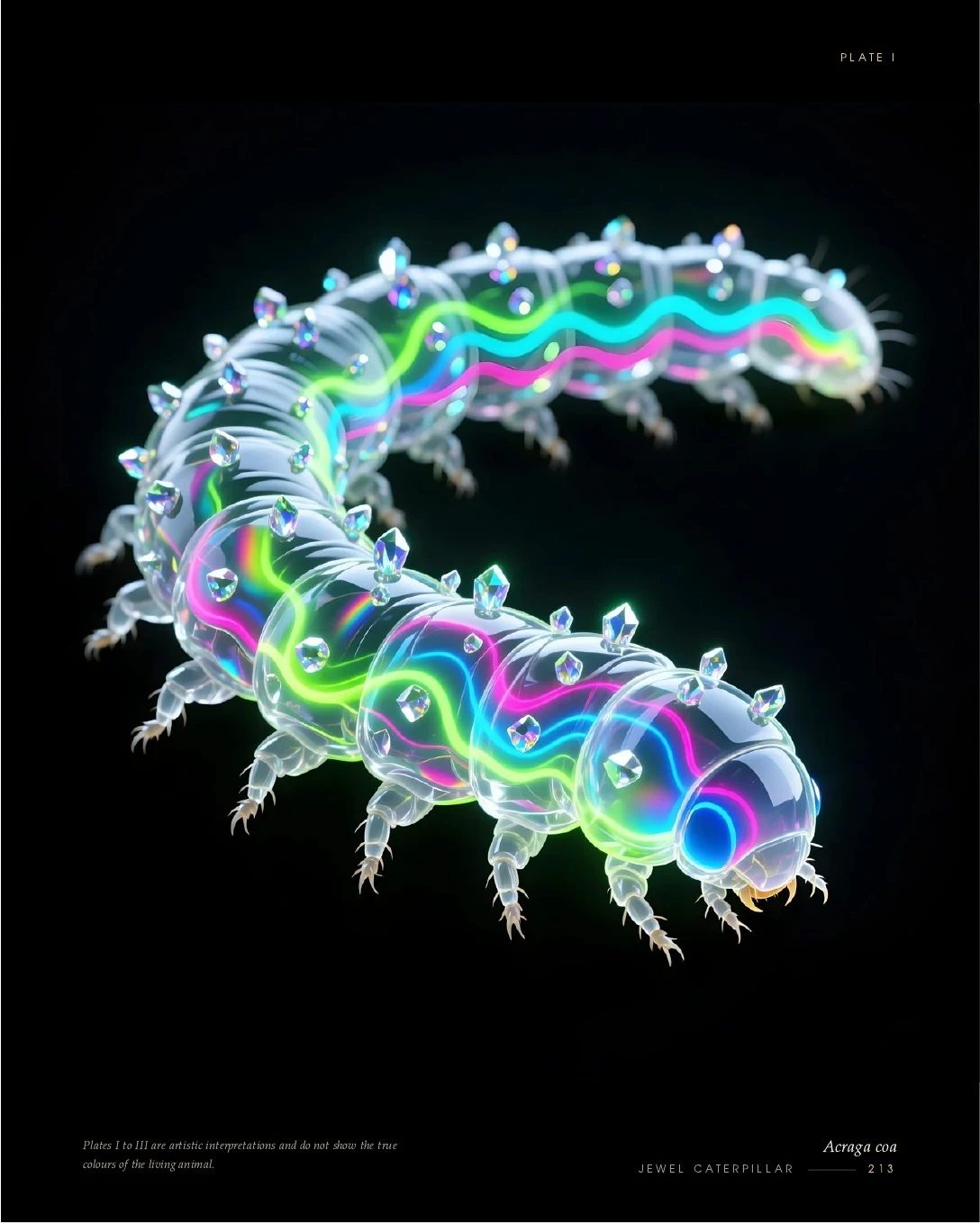 Jewel Caterpillar rendered in glowing light, second view