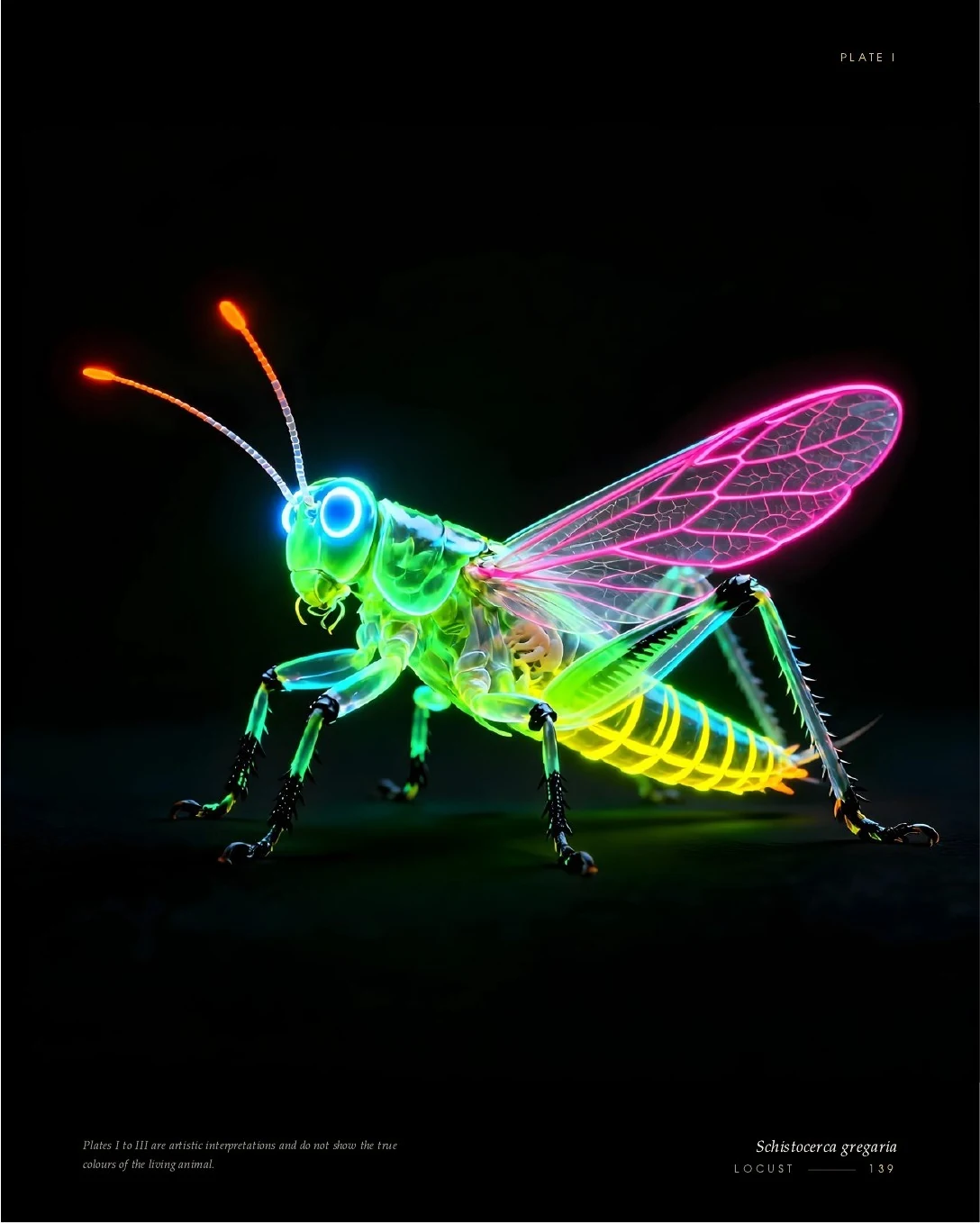 Locust rendered in glowing light, second view