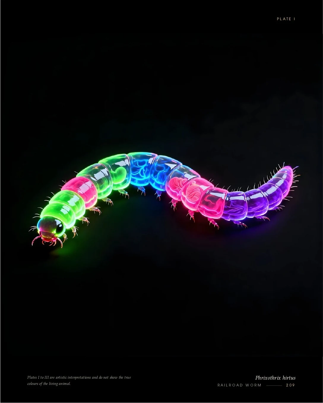 Railroad Worm rendered in glowing light, second view
