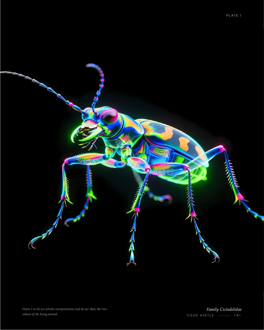 Tiger Beetle rendered in glowing light, second view